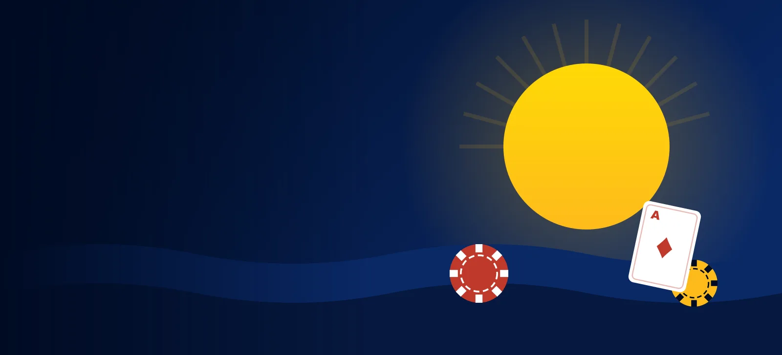 Yoji Casino – cazino online în lei Yoji Casino – banner cu soare, valuri și jetoane de cazino